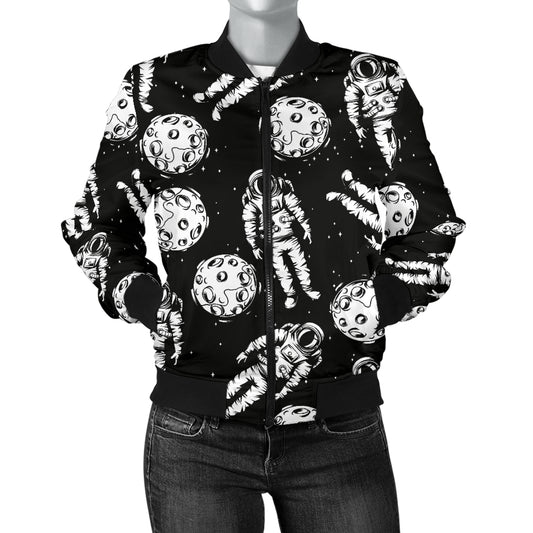Astronaut Pattern Print Design 03 Women's Bomber Jacket