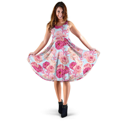 Lisianthus Pattern Print Design LT05 Midi Dress