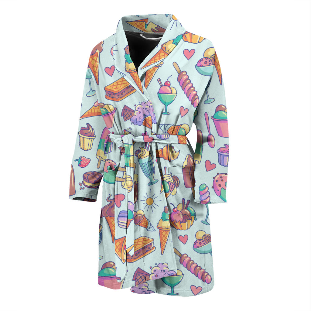 Ice Cream Pattern Print Design IC02 Men Bathrobe