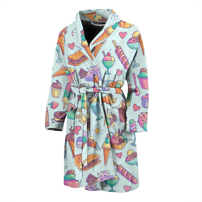 Ice Cream Pattern Print Design IC02 Men Bathrobe