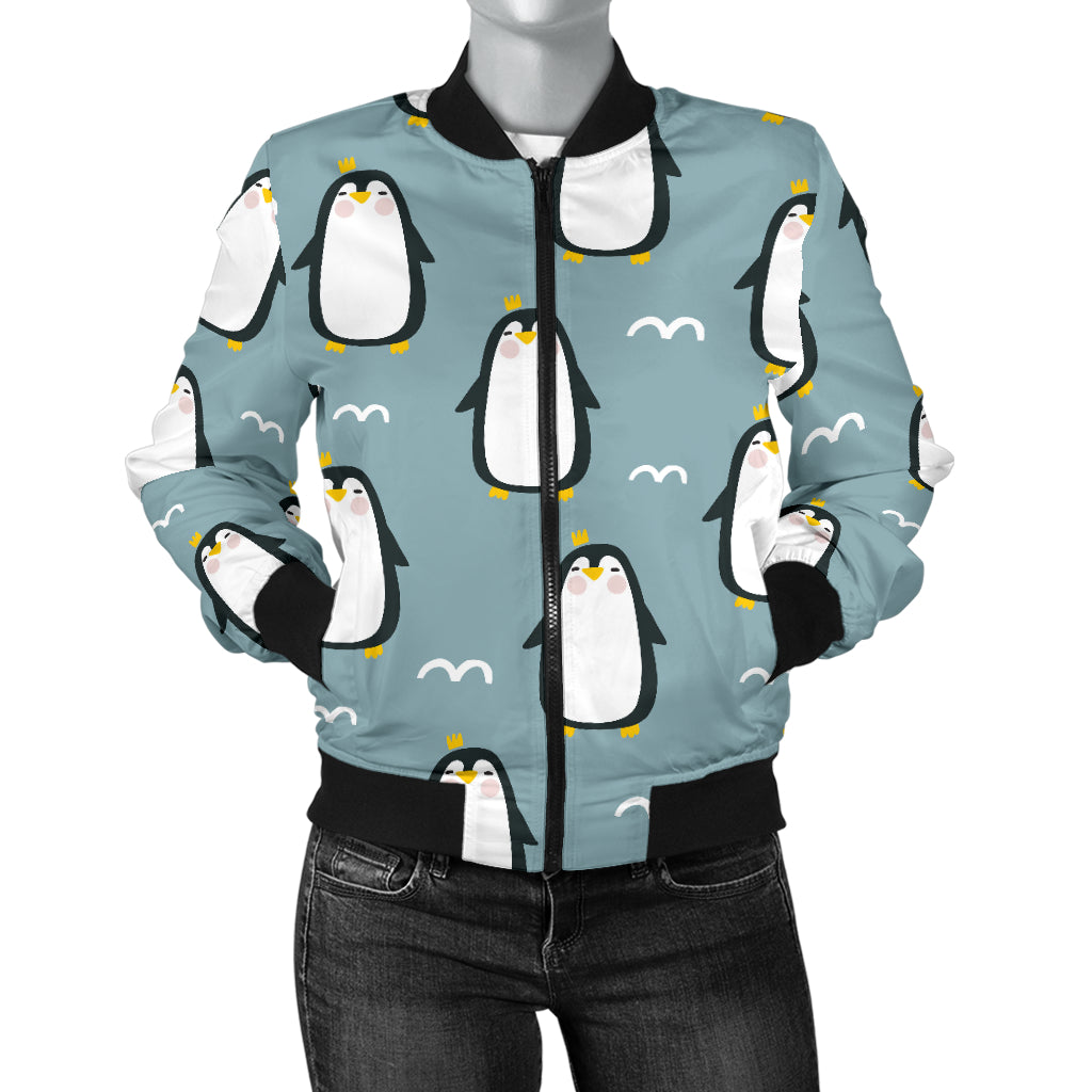 Penguin Pattern Print Design A02 Women's Bomber Jacket