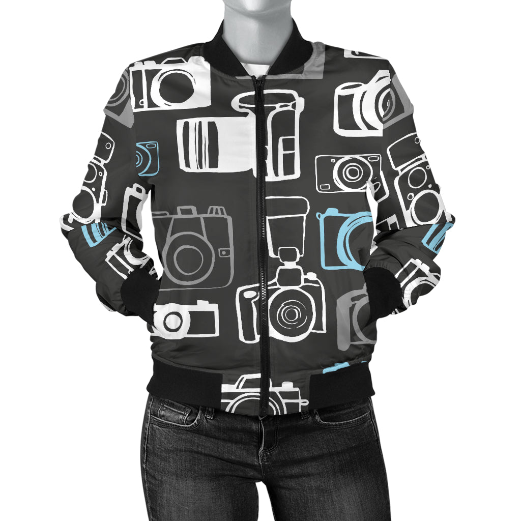 Camera Pattern Print Design 04 Women's Bomber Jacket