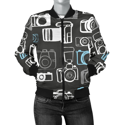 Camera Pattern Print Design 04 Women's Bomber Jacket