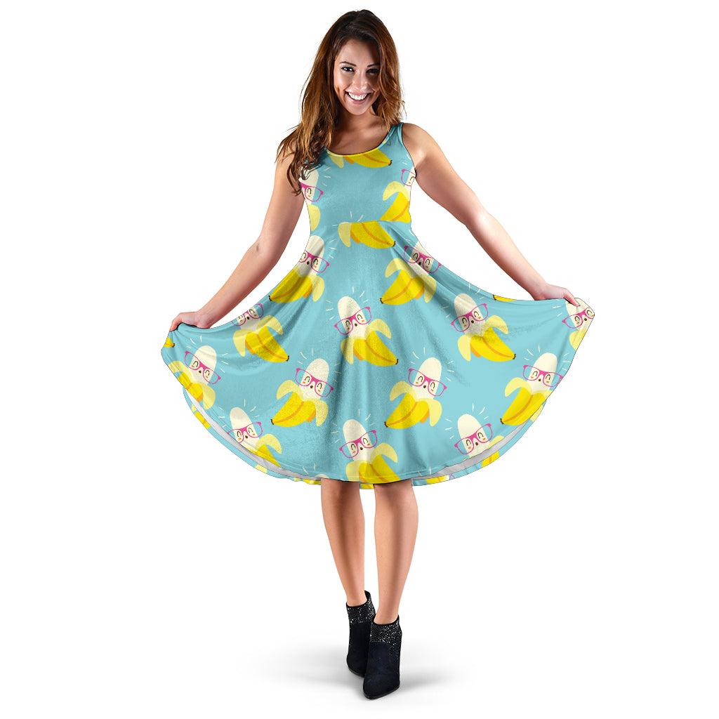 Banana Pattern Print Design BA07 Midi Dress