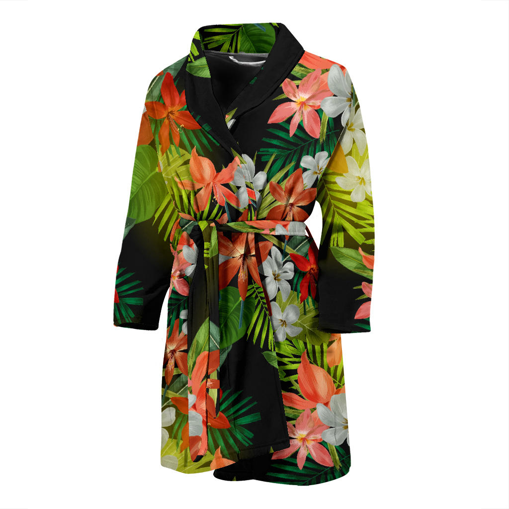 Amaryllis Pattern Print Design AL07 Men Bathrobe