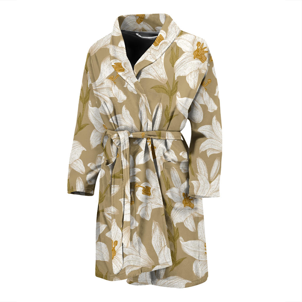 Lily Pattern Print Design LY07 Men Bathrobe