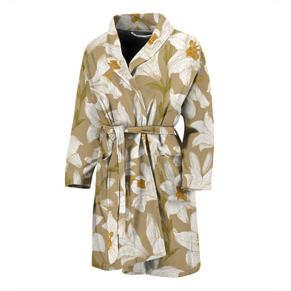 Lily Pattern Print Design LY07 Men Bathrobe