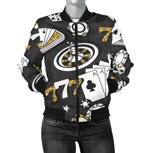 Casino Pattern Print Design 05 Women's Bomber Jacket