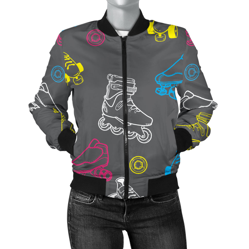 Roller skate Pattern Print Design A02 Women's Bomber Jacket