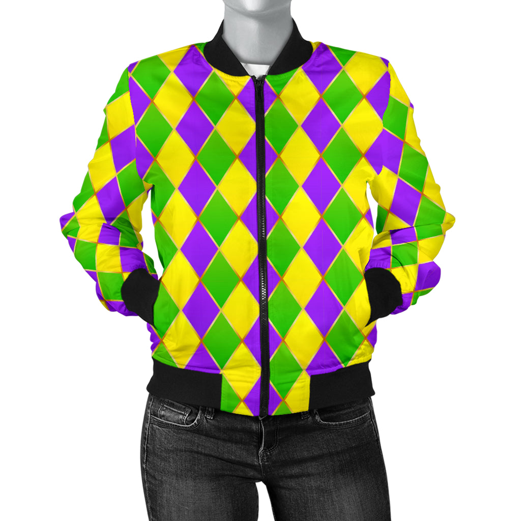 Mardi Gras Pattern Print Design 01 Women's Bomber Jacket