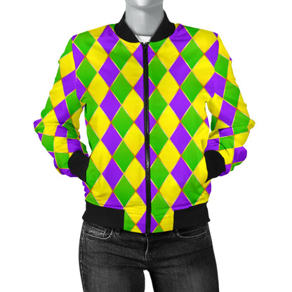 Mardi Gras Pattern Print Design 01 Women's Bomber Jacket