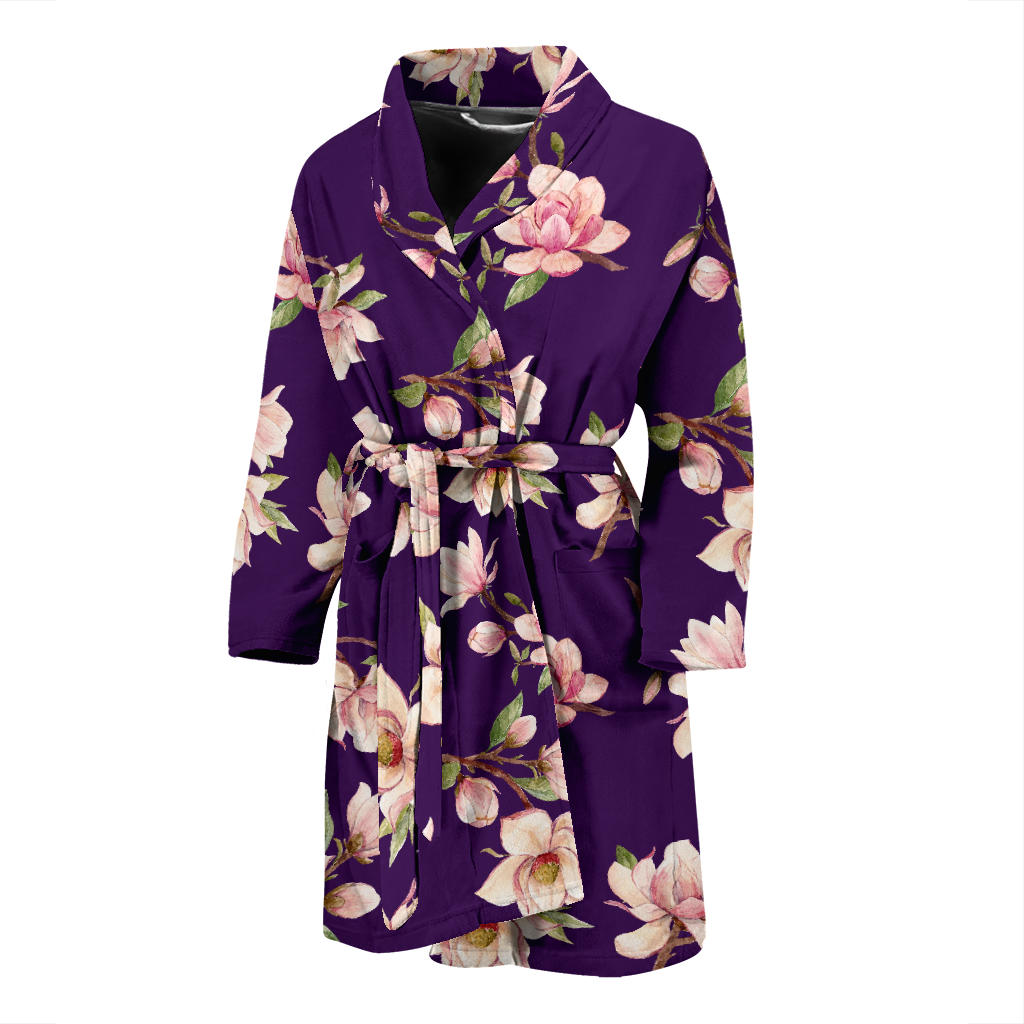 Magnolia Pattern Print Design MAG02 Men Bathrobe