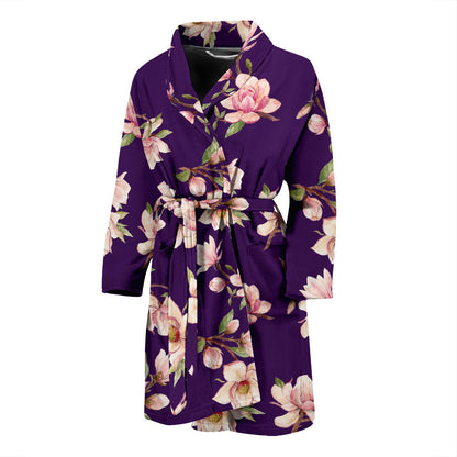 Magnolia Pattern Print Design MAG02 Men Bathrobe