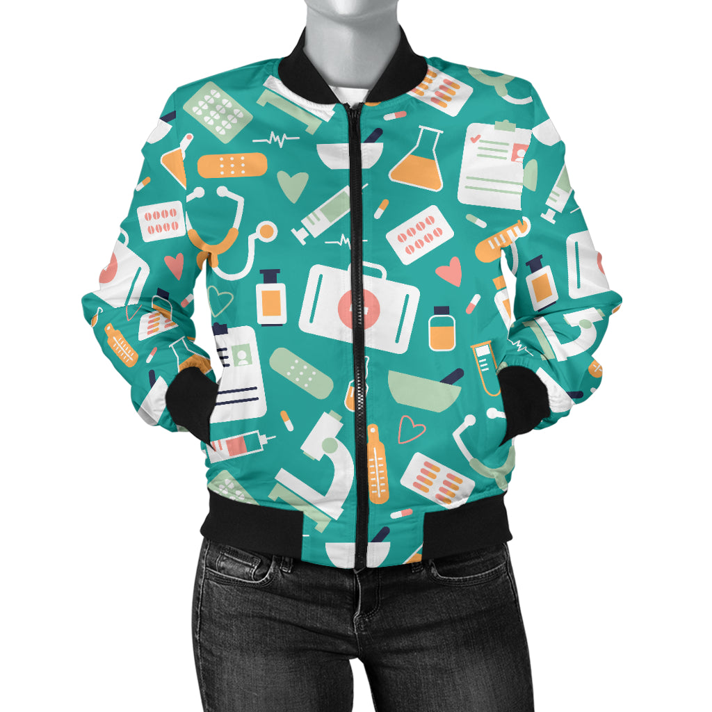 Medical Pattern Print Design 03 Women's Bomber Jacket