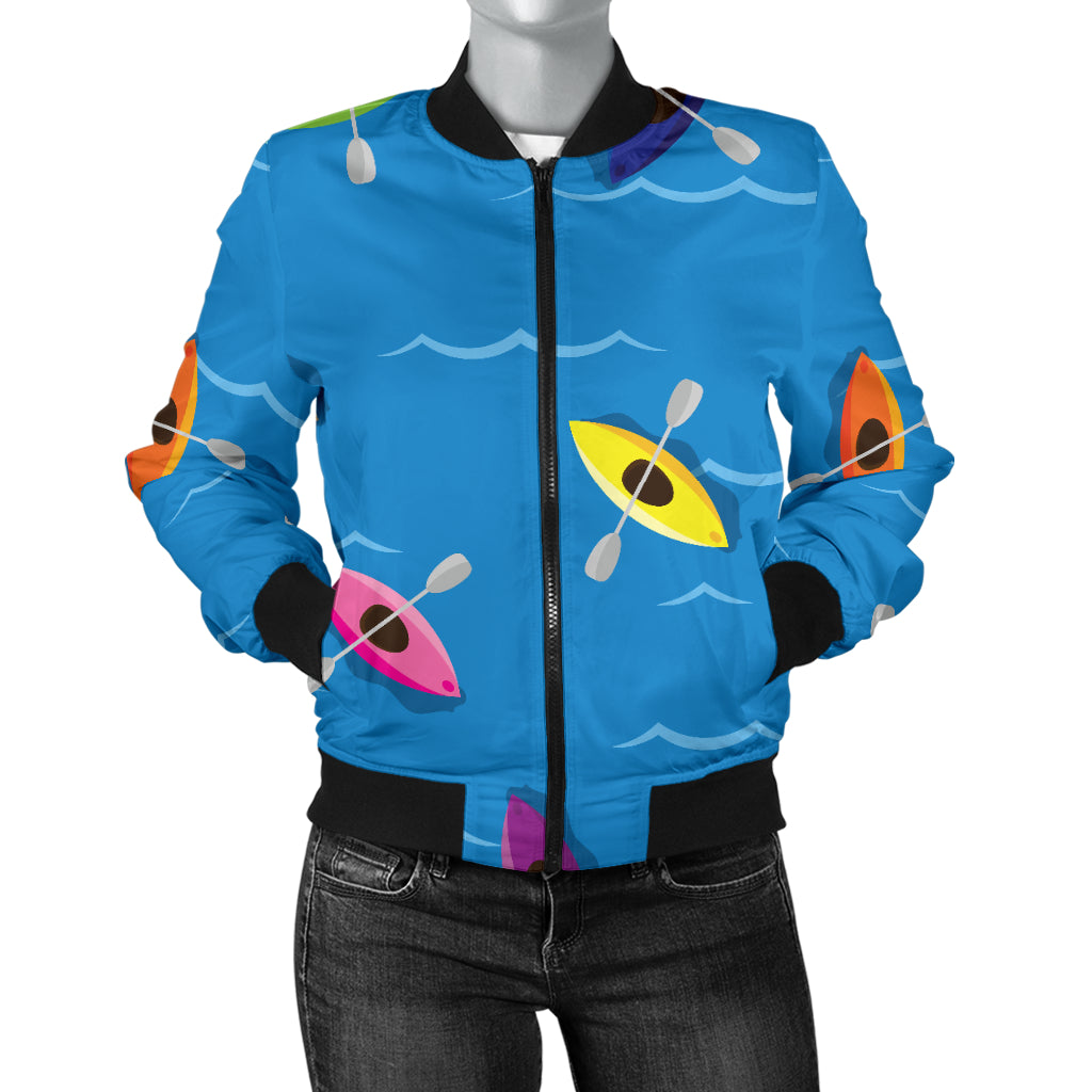 Kayak Pattern Print Design 03 Women's Bomber Jacket