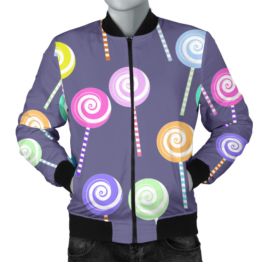 Lollipop Pattern Print Design LL03 Men Bomber Jacket