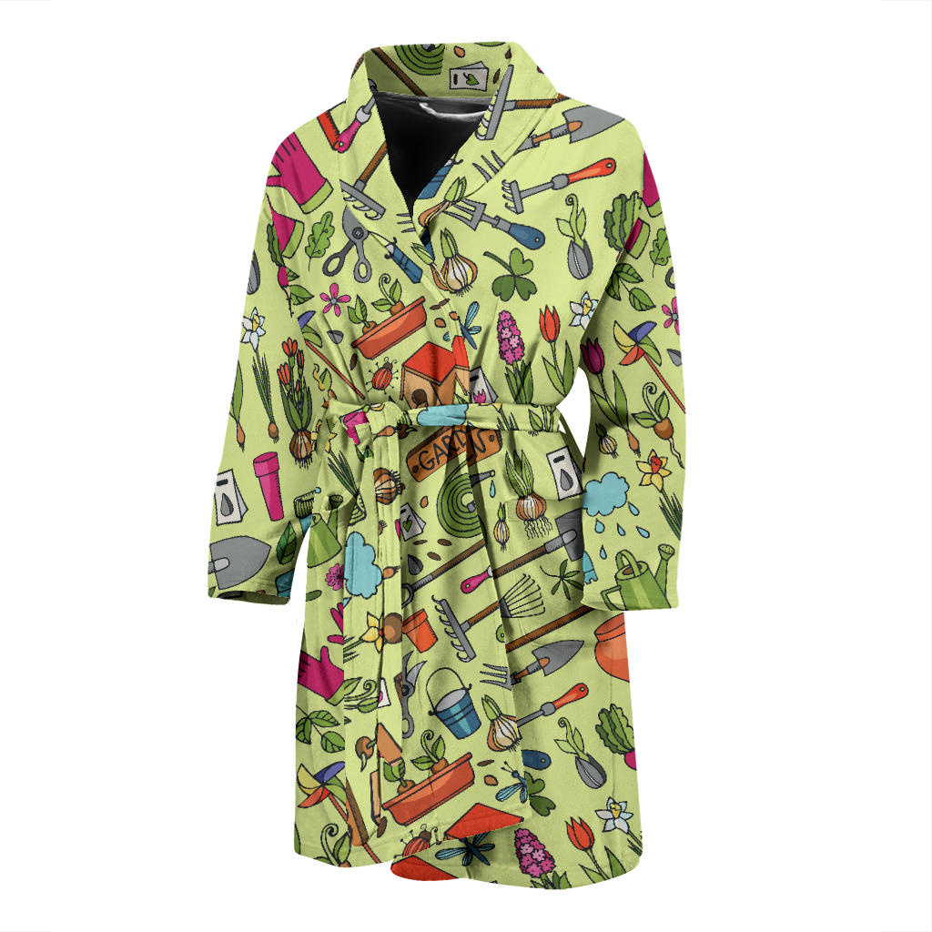 Gardening Pattern Print Design G02 Men Bathrobe