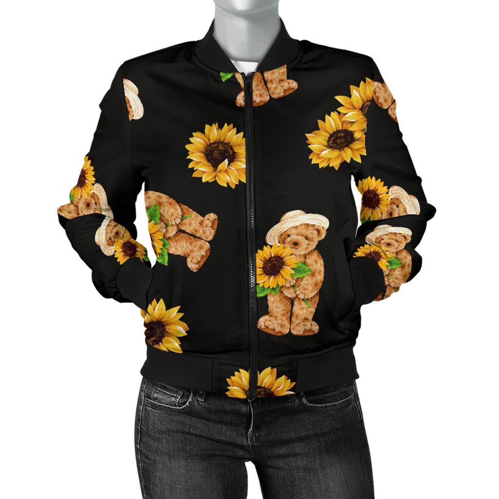 Sunflower Pattern Print Design SF016 Women Bomber Jacket