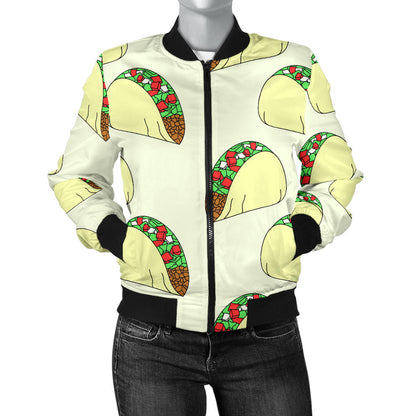 Taco Pattern Print Design TC05 Women Bomber Jacket