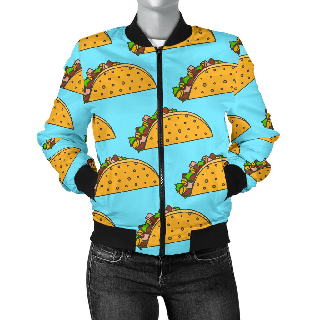 Taco Pattern Print Design TC03 Women Bomber Jacket