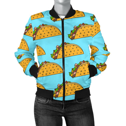 Taco Pattern Print Design TC03 Women Bomber Jacket