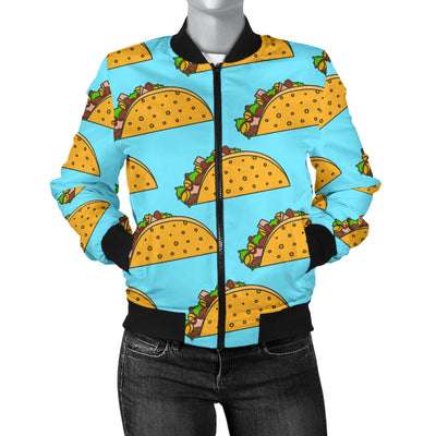 Taco Pattern Print Design TC03 Women Bomber Jacket