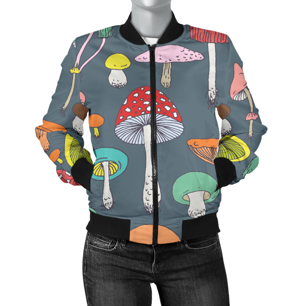 Mushroom Pattern Print Design A03 Women's Bomber Jacket