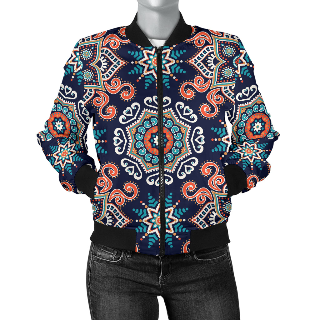 Bohemian Pattern Print Design 02 Women's Bomber Jacket