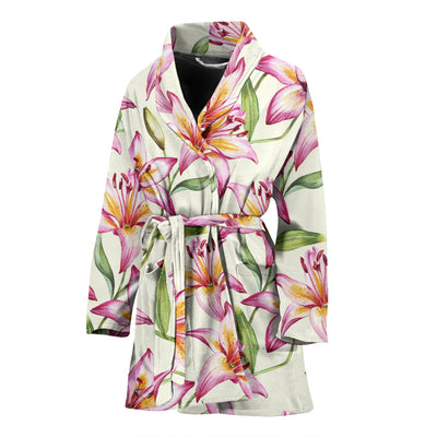 Lily Pattern Print Design LY011 Women Bathrobe