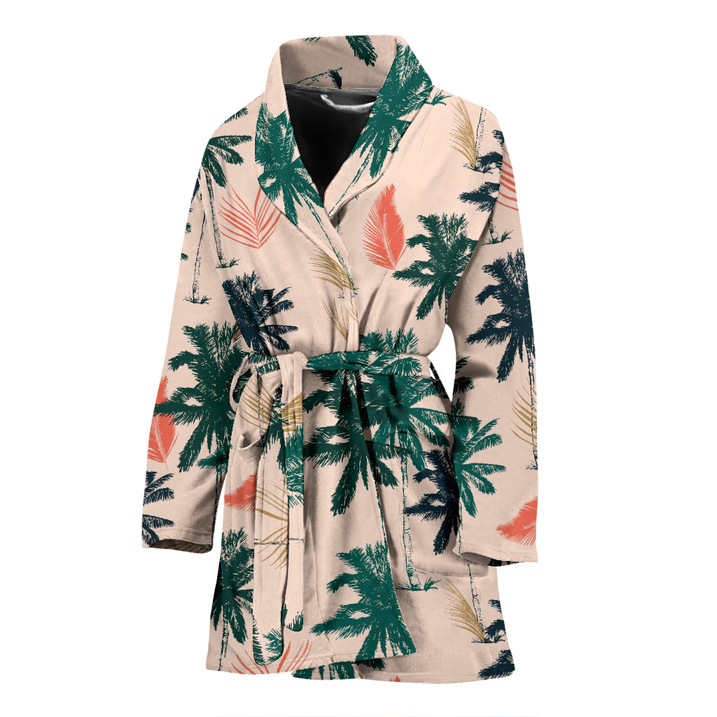 Palm Tree Pattern Print Design PT014 Women Bathrobe