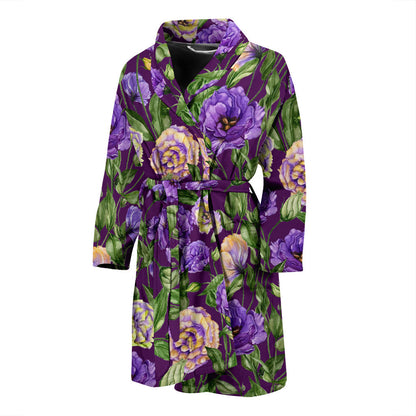 Lisianthus Pattern Print Design LT03 Men Bathrobe