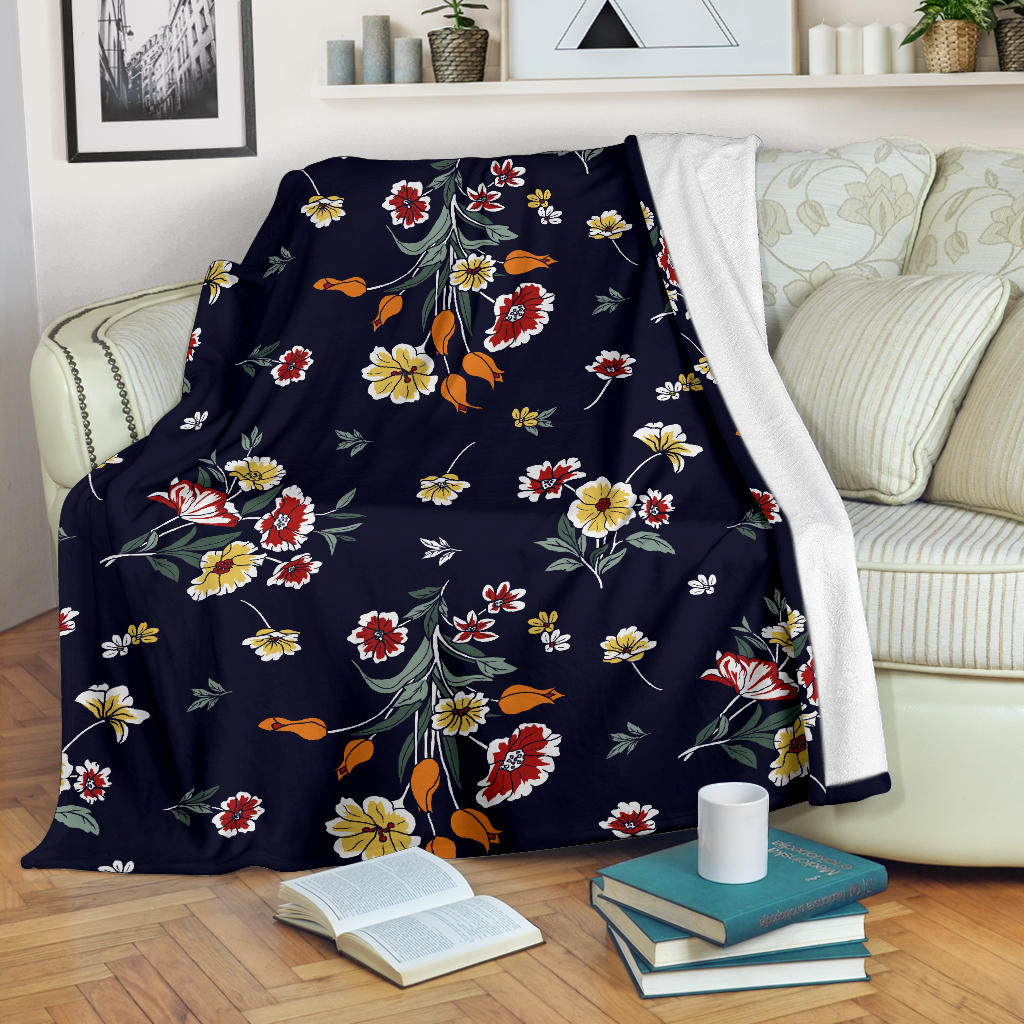 Summer Floral Pattern Print Design SF01 Fleece Blanket