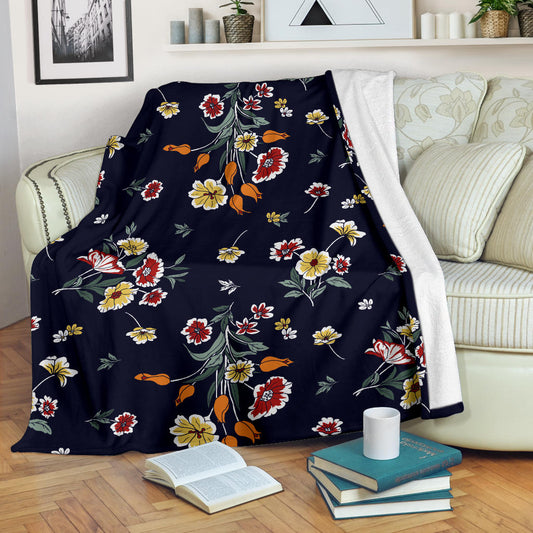 Summer Floral Pattern Print Design SF01 Fleece Blanket