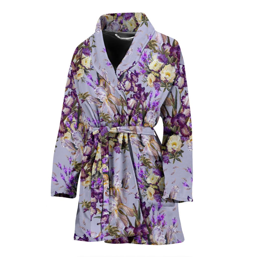 Iris Pattern Print Design IR07 Women Bathrobe