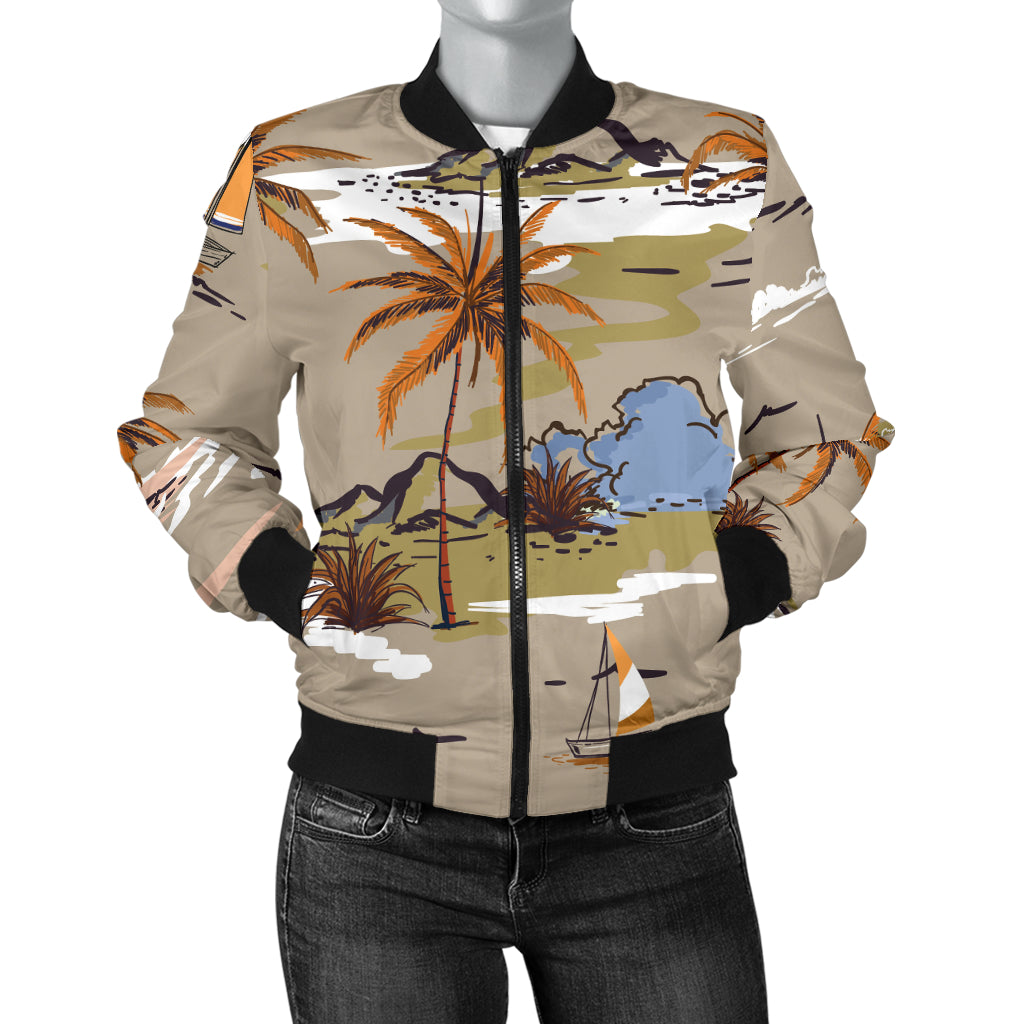 Pacific island Pattern Print Design A05 Women's Bomber Jacket