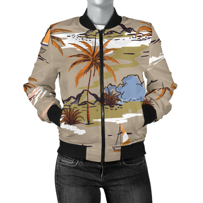 Pacific island Pattern Print Design A05 Women's Bomber Jacket
