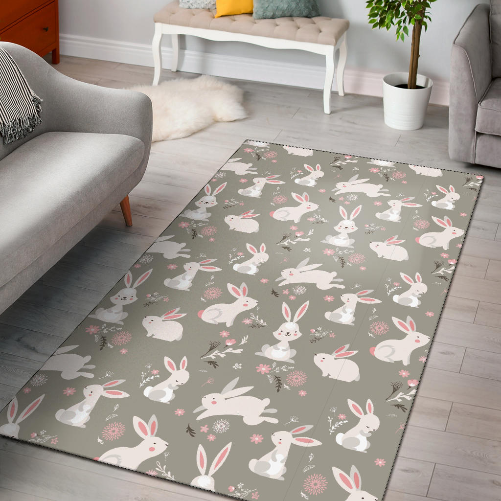 Rabbit Pattern Print Design RB03 Area Rugs