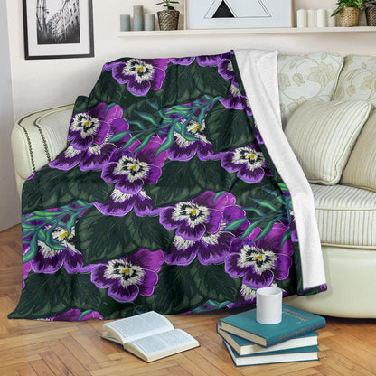 Pansy Pattern Print Design PS07 Fleece Blanket