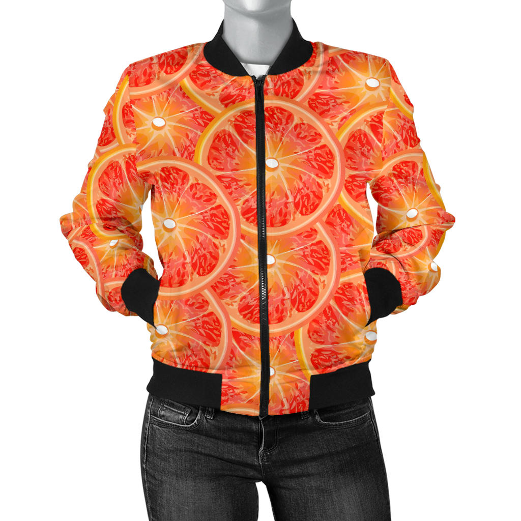 Grapefruit Pattern Print Design GF06 Women Bomber Jacket