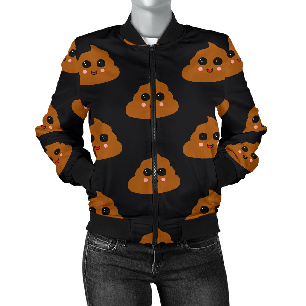 Poop Emoji Pattern Print Design A01 Women's Bomber Jacket