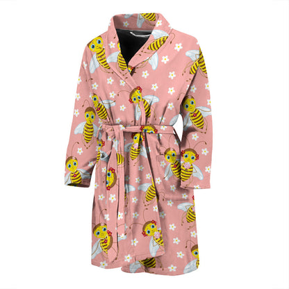 Bee Pattern Print Design BEE07 Men Bathrobe