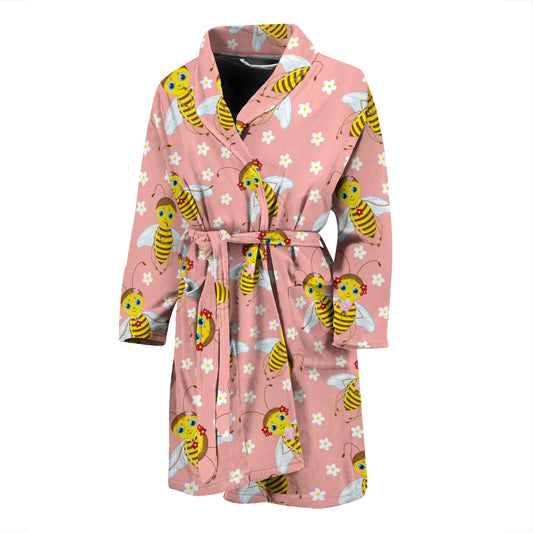 Bee Pattern Print Design BEE07 Men Bathrobe