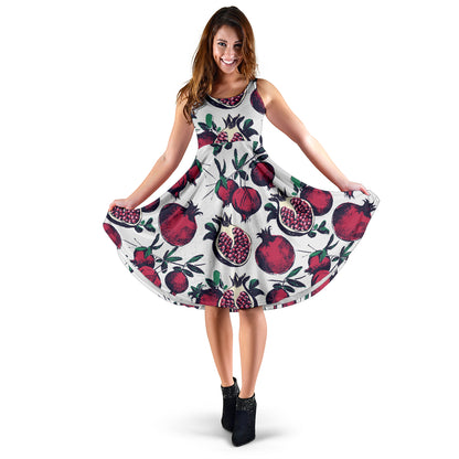 Pomegranate Pattern Print Design PG01 Midi Dress