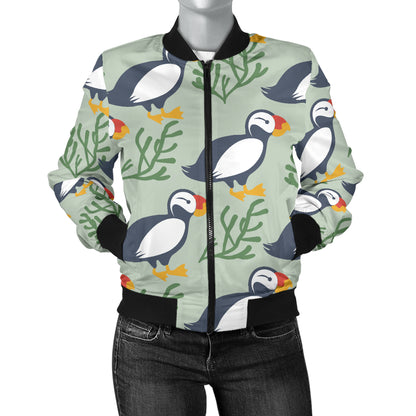 Puffin Pattern Print Design A04 Women's Bomber Jacket