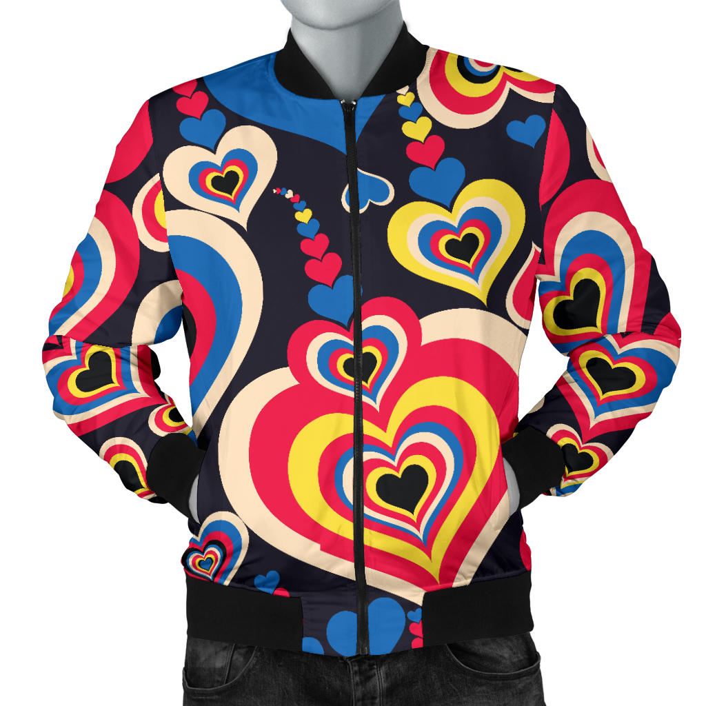 Heart Pattern Print Design HE08 Men Bomber Jacket