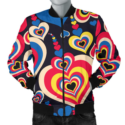 Heart Pattern Print Design HE08 Men Bomber Jacket