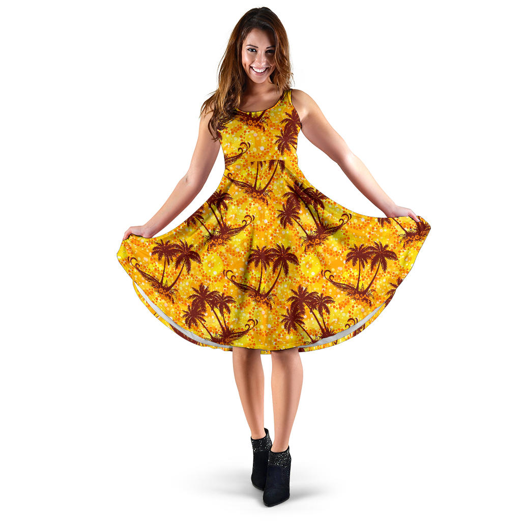 Palm Tree Pattern Print Design PT012 Midi Dress