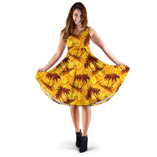 Palm Tree Pattern Print Design PT012 Midi Dress
