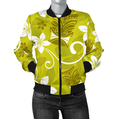 Hawaiian Themed Pattern Print Design H019 Women Bomber Jacket