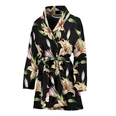 Lily Pattern Print Design LY05 Women Bathrobe